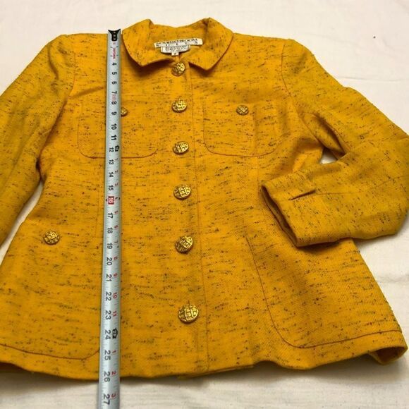 Noviello-bloom suit Dijon yellow wool blend jacket size 8 - Picture 11 of 13